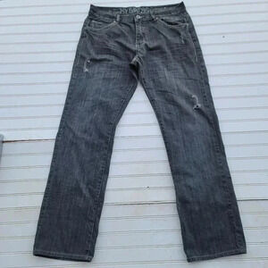 Hybrid & Co Classic Straight Jeans Black Gray Pockets Medium Denim 34x32 Mens